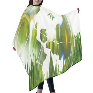 Personality  Globe And Green Grass Hair Cutting Cape