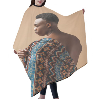 Personality  Sexy Naked Tribal Afro Man Covered In Blanket Posing Isolated On Beige Hair Cutting Cape