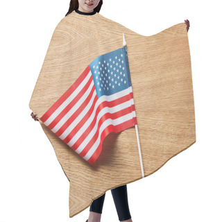 Personality  Close Up View Of American Flag On Wooden Table Hair Cutting Cape