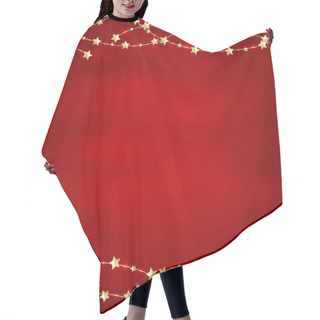 Personality  Xmas Red Retro Background With Gold Stars Garland Hair Cutting Cape