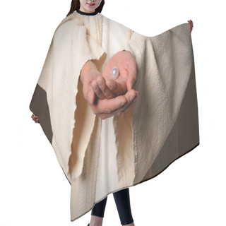 Personality  The Hands Of Jesus Holding Pearl Hair Cutting Cape