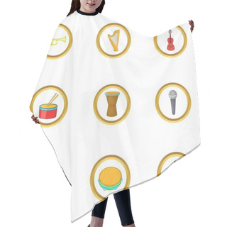 Personality  Orchestra Icons Set, Cartoon Style Hair Cutting Cape