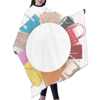 Personality  Vector Round Blank Frame With Handbags Isolated On White Background Hair Cutting Cape