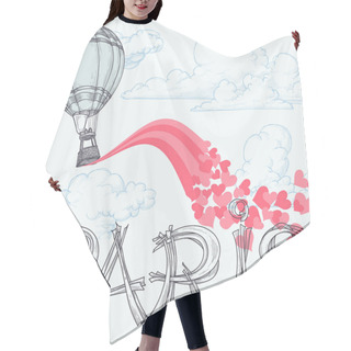 Personality  Paris, City Of Love Concept, Hot Air Balloon, Pink Hearts Hair Cutting Cape
