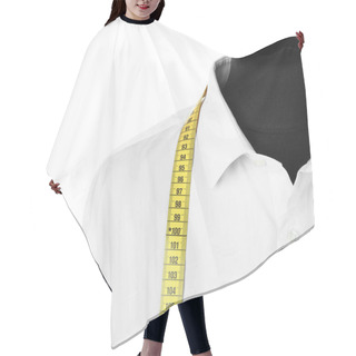 Personality  Mannequin With Custom Tailored Shirt And Measuring Tape On White Background, Closeup Hair Cutting Cape