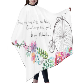 Personality  Watercolor Flowers With Bicycle Hair Cutting Cape