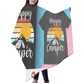 Personality  Happy Camper Shirt Design Hair Cutting Cape