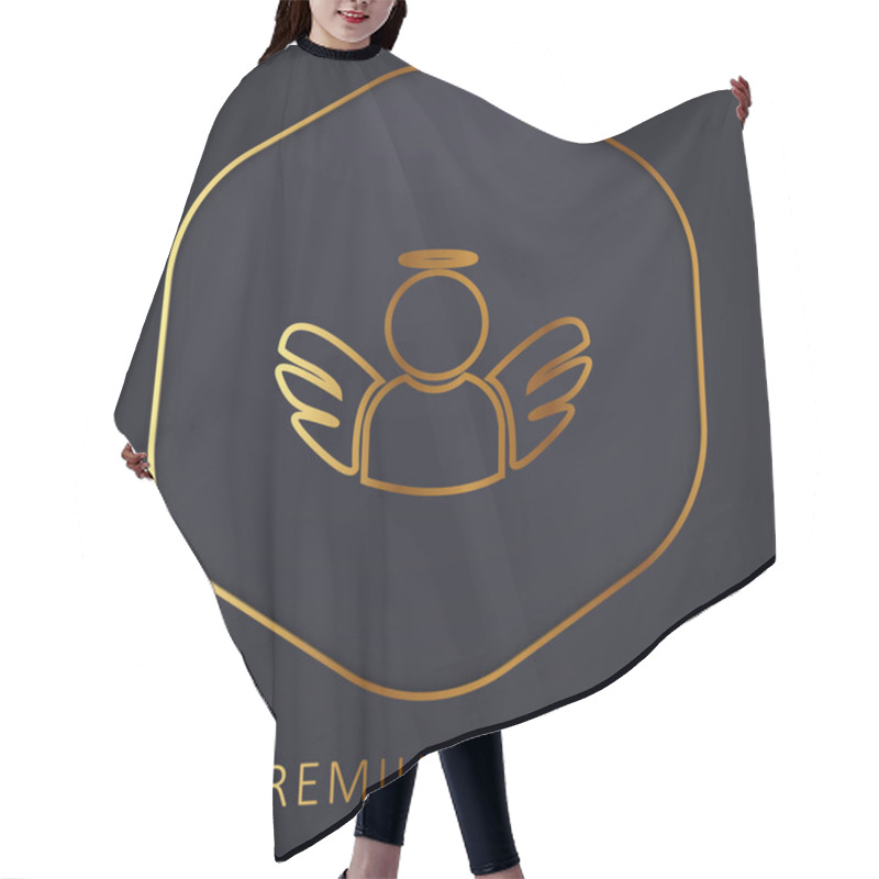 Personality  Angel With Wings And Halo Golden Line Premium Logo Or Icon Hair Cutting Cape