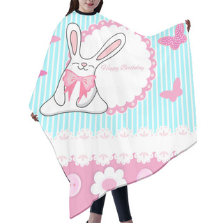 Personality  Greeting Birthday Card With Cute Bunny Hair Cutting Cape