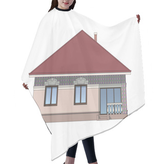 Personality  Architectural Facade Of A House. The Drawing Of The Cottage. Isolated On White Background. Vector Multicolored Illustration Hair Cutting Cape