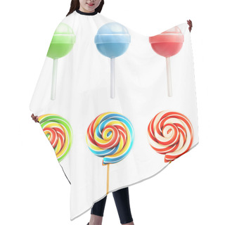 Personality  Set With Candies Icons On White Hair Cutting Cape