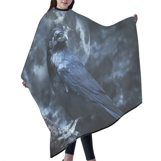 Personality  Black Raven In Moonlight Perched On Tree Hair Cutting Cape