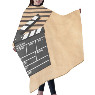 Personality  Film Clapper Board On Table Hair Cutting Cape