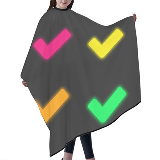 Personality  Big Check Mark Four Color Glowing Neon Vector Icon Hair Cutting Cape
