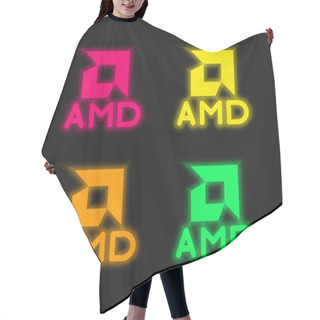 Personality  Amd Four Color Glowing Neon Vector Icon Hair Cutting Cape