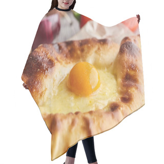 Personality  Close Up View Of Egg Yolk On Baked Adjarian Khachapuri Hair Cutting Cape