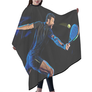 Personality  Paddle Tennis Player Man Light Painting Isolated Black Background Hair Cutting Cape
