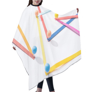 Personality  Multicolored Abstract Connected Lines With Pins, Connection And Communication Concept Hair Cutting Cape