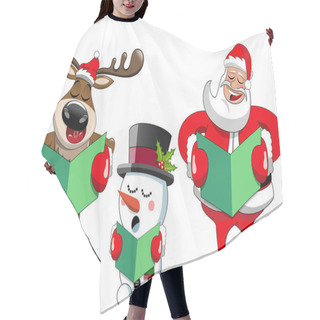 Personality  Cartoon Santa Claus Reindeer And Snowman Singing Christmas Carol Hair Cutting Cape