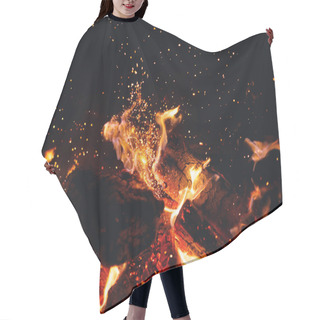 Personality  Burning Fire Logs With Sparks In The Fireplace Hair Cutting Cape