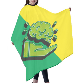 Personality  Brain Green And Yellow Modern 3d Vector Icon Logo Hair Cutting Cape