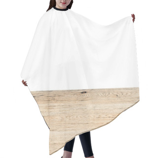 Personality  Empty Wooden Table With White Background Hair Cutting Cape