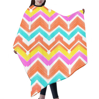 Personality  Multicolor Hand Drawn Pattern Zigzag Hair Cutting Cape