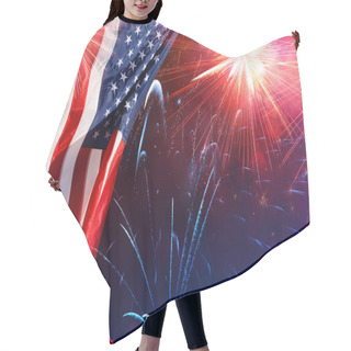 Personality  American Celebration - Usa Flag With Fireworks Hair Cutting Cape