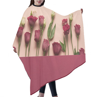 Personality  Pink And White Flowers With Green Leaves On Pink Background  Hair Cutting Cape