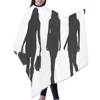 Personality  Black Silhouettes Of Woman. Hair Cutting Cape