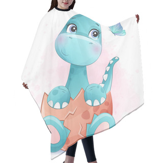Personality  Cute Little Dinosaur With Watercolor Illustration Hair Cutting Cape
