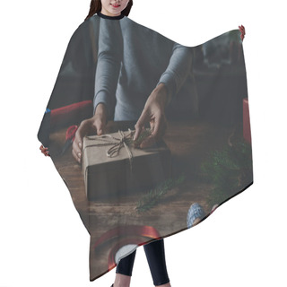 Personality  Woman Decorating Christmas Gift Hair Cutting Cape