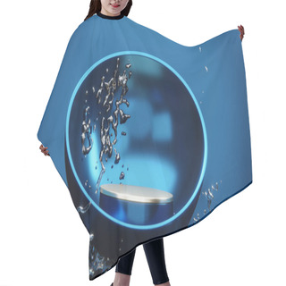 Personality  Blue Podium And Water Drop Abstract On The Blue Background. Hair Cutting Cape
