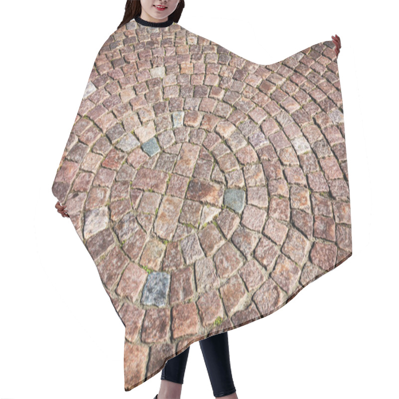 Personality  abstract background of old cobblestone pavement hair cutting cape