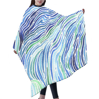 Personality  Abstract Watercolor Sea Pattern Hair Cutting Cape