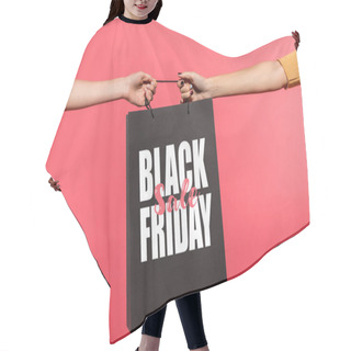 Personality  Women Pulling Shopping Bag Hair Cutting Cape