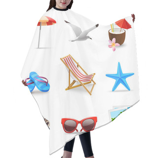 Personality  Realistic Summer Vacation Icons Hair Cutting Cape