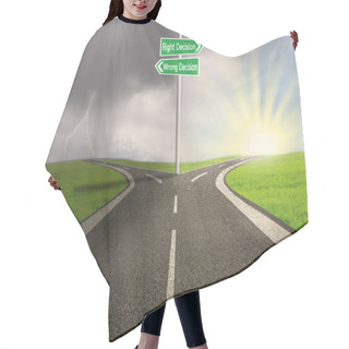 Personality  Road Sign Of Right Vs Wrong Decision Hair Cutting Cape