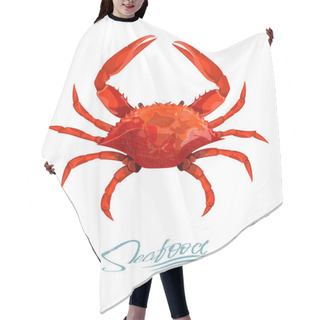 Personality  Crab Vector Illustration In Cartoon Style Isolated On White Background. Seafood Product Design.Creature Floating In Water. Inhabitant Wildlife Of Underwater World. Edible Sea Food. Vector Illustration Hair Cutting Cape