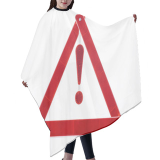 Personality  Top View Of Red Warning Triangle Road Sign Isolated On White Hair Cutting Cape
