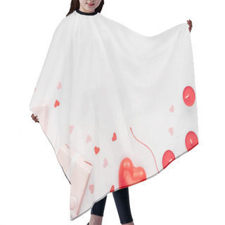 Personality  Top View Of Gift Boxes And Valentines Decorations Isolated On White Hair Cutting Cape