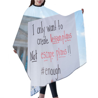 Personality  A Participant In The March For Our Lives, A Protest By Students For Gun Control, Holds A Sign On March 24, 2018 In Washington DC  Hair Cutting Cape