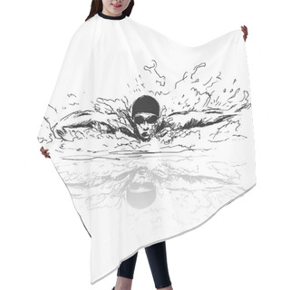Personality  Hand Sketch Swimmer Hair Cutting Cape