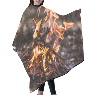 Personality  Bonfire In Spring Forest Hair Cutting Cape