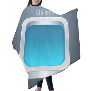 Personality  Vector Blue Square Button. Hair Cutting Cape