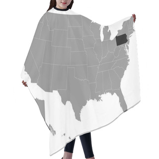 Personality  Black Location Map Of US Federal State Of Pennsylvania Inside Gray Map Of The United States Of America Hair Cutting Cape