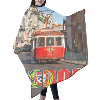 Personality  Touristic Red Tram In A Lisbon Stree Hair Cutting Cape