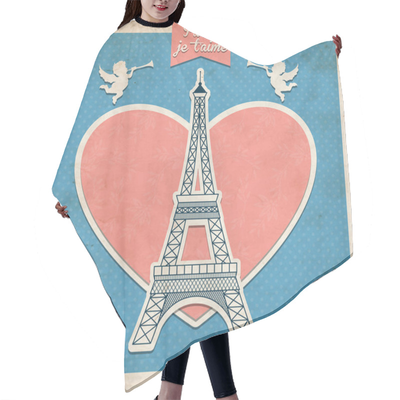 Personality  Vintage Greeting Card In French Style. Hair Cutting Cape