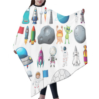 Personality  Set Of Space Objects And Elements Isolated On White Background Illustration Hair Cutting Cape