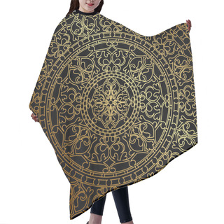 Personality  Vector Black Background With Gold Oriental Ornament Hair Cutting Cape